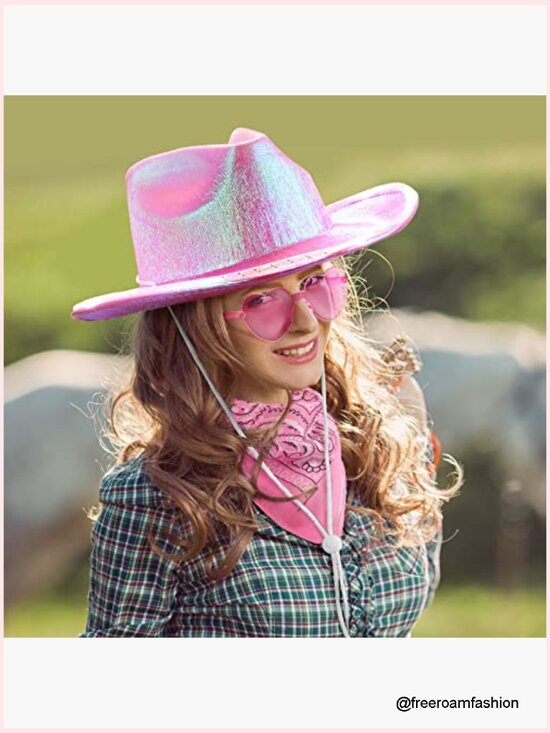 Lighted Cowgirl Hat Set with Bandana Sunglasses Earrings Halloween Costume main image 5
